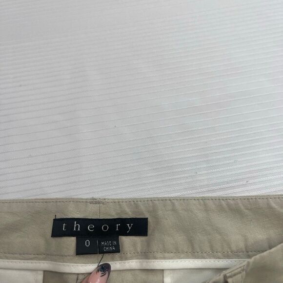 NWT Theory Palmer Crunch Barley Linen Bermuda Shorts Size 0 New - Picture 7 of 8